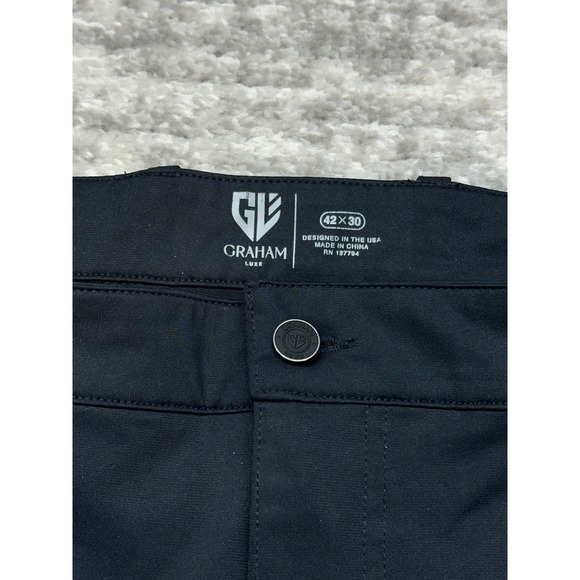 Graham Luxe Emerson Pants Mens 42x30 Black Chino Stretch Performance CorpCore - Picture 5 of 11